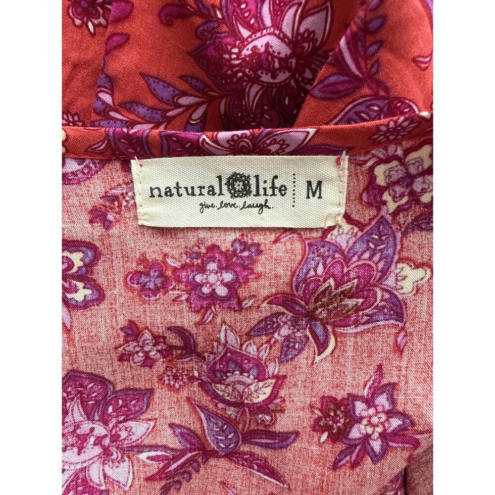 Natural Life Tunic Peasant Babydoll Mini Dress Red Purple Size Medium - Picture 8 of 10